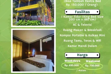 Kapasitas Fasilitas dan Harga Penginapan Vila Alpukat Bhakti Alam Pasuruan