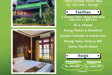 Kapasitas Fasilitas dan Harga Penginapan Vila Melon Bhakti Alam Pasuruan